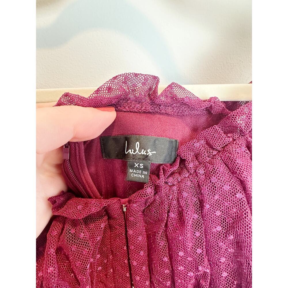 Lulu's Burgundy tulle dress midi length size XS - Picture 11 of 14